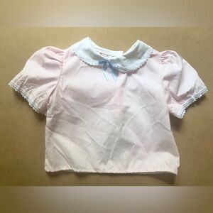Winnie The Pooh Vintage 1980s Toddler Girls Blouse Embroidered Lace Bow 6-9 M
